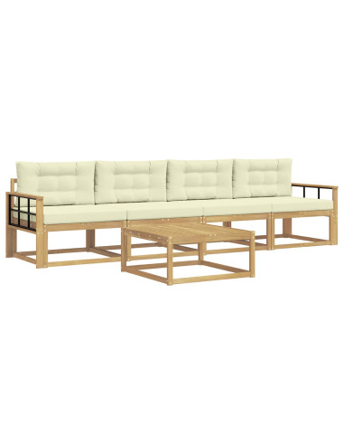 Set di divani da esterno con cuscino 4 pcs Bianco e Crema