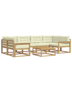Set di divani da esterno con cuscino 5 pcs Bianco e Crema 2