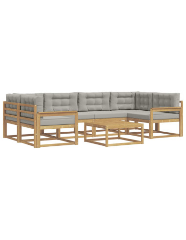 Set di divani da esterno 5 pcs Bianco e Grigio Chiaro