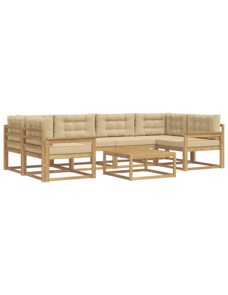 Set di divani da esterno con cuscino 5 pcs Bianco e Beige