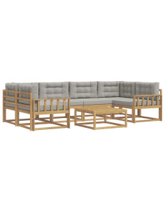 Set di divani da esterno 5 pcs Bianco e Grigio Chiaro 2