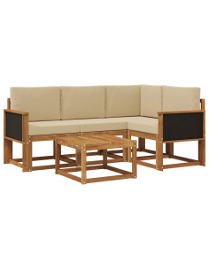 Set di divani da esterno 5 pcs Naturale e Beige Poliestere