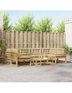 Set di divani da esterno con cuscino 5 pcs Bianco e Beige