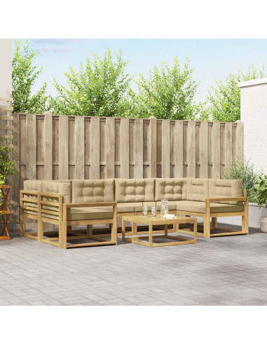 Set di divani da esterno con cuscino 5 pcs Bianco e Beige