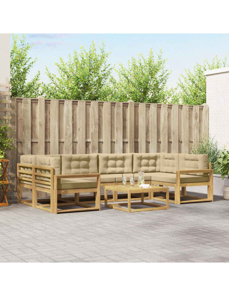 Set di divani da esterno con cuscino 5 pcs Bianco e Beige