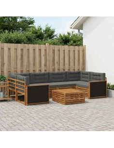 Set di divani da esterno 7 pcs Naturale e Antracite Poliestere