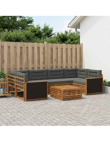 Set di divani da esterno 7 pcs Naturale e Antracite Poliestere