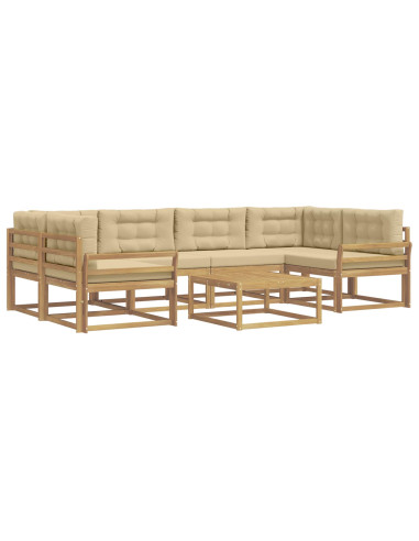 Set di divani da esterno con cuscino 5 pcs Bianco e Beige