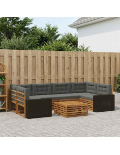 Set di divani da esterno 7 pcs Naturale e Antracite Poliestere