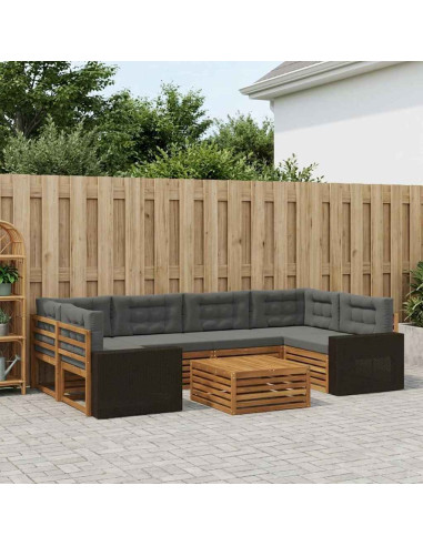 Set di divani da esterno 7 pcs Naturale e Antracite Poliestere
