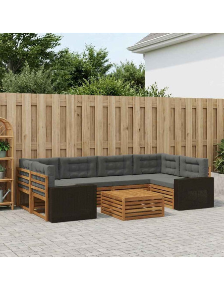 Set di divani da esterno 7 pcs Naturale e Antracite Poliestere