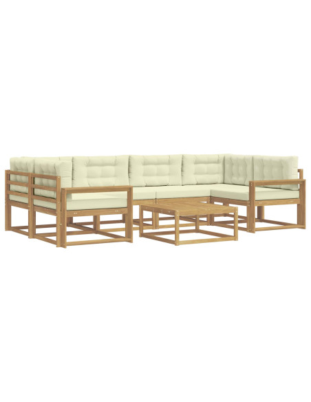 Set di divani da esterno con cuscino 5 pcs Bianco e Crema