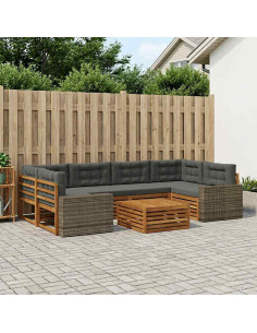 Set di divani da esterno 7 pcs Naturale e Antracite Poliestere