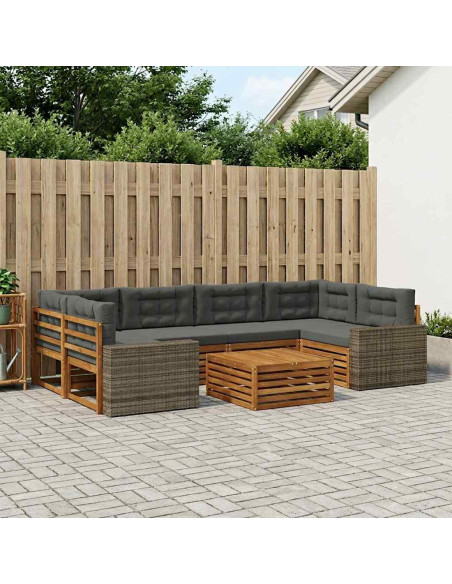 Set di divani da esterno 7 pcs Naturale e Antracite Poliestere