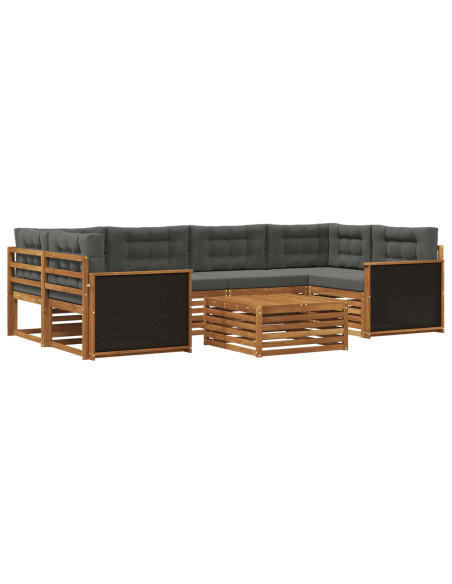 Set di divani da esterno 7 pcs Naturale e Antracite Poliestere