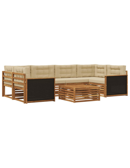 Set di divani da esterno 7 pcs Naturale e Beige Poliestere