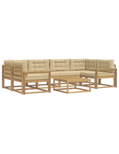 Set di divani da esterno con cuscino 5 pcs Bianco e Beige 2