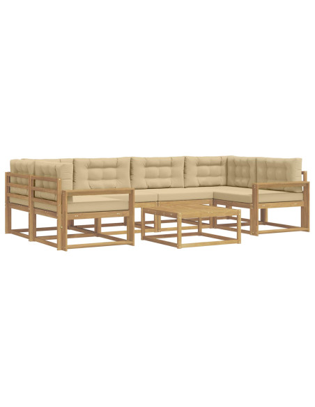 Set di divani da esterno con cuscino 5 pcs Bianco e Beige