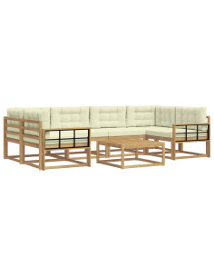 Set di divani da esterno con cuscino 5 pcs Bianco e Crema 2