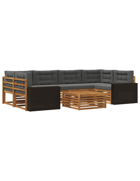 Set di divani da esterno 7 pcs Naturale e Antracite Poliestere