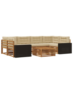 Set di divani da esterno 7 pcs Naturale e Beige Poliestere 2