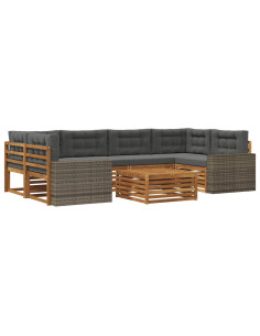Set di divani da esterno 7 pcs Naturale e Antracite Poliestere 2