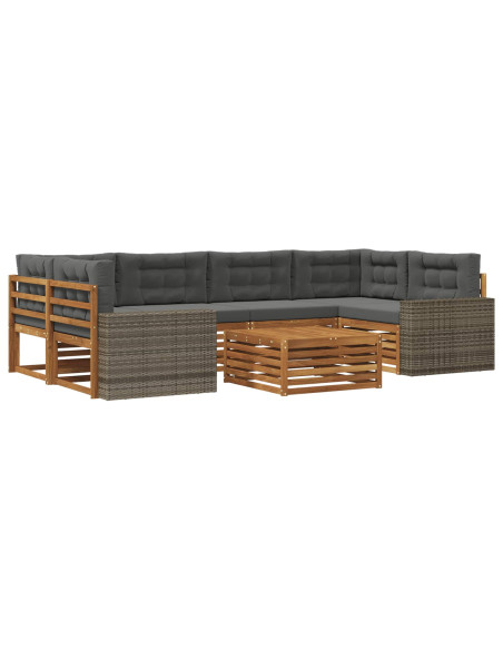Set di divani da esterno 7 pcs Naturale e Antracite Poliestere