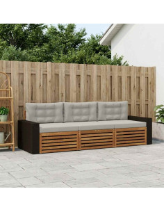 Set di divani da esterno 3 pcs Naturale e Grigio Chiaro