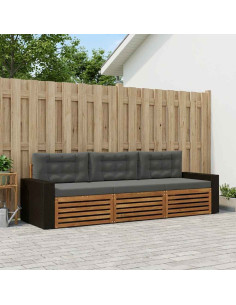 Set di divani da esterno 3 pcs Naturale e Antracite Poliestere