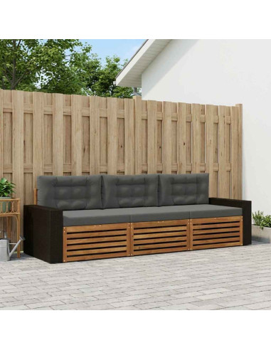 Set di divani da esterno 3 pcs Naturale e Antracite Poliestere