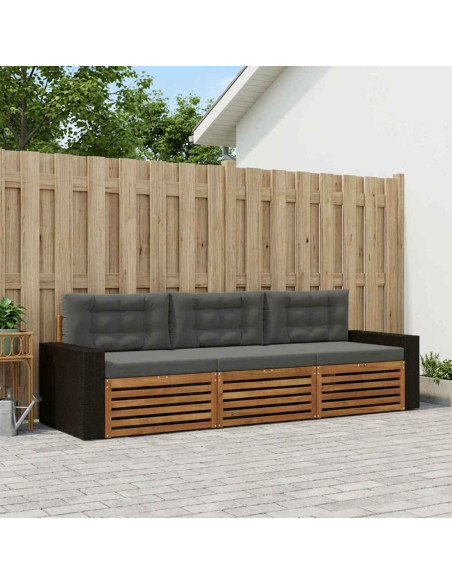 Set di divani da esterno 3 pcs Naturale e Antracite Poliestere