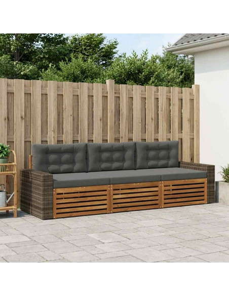 Set di divani da esterno 3 pcs Naturale e Antracite Poliestere