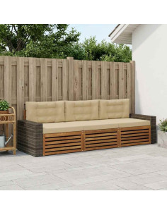 Set di divani da esterno 3 pcs Naturale e Beige Poliestere