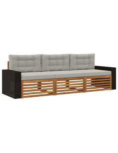 Set di divani da esterno 3 pcs Naturale e Grigio Chiaro 2