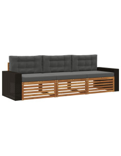 Set di divani da esterno 3 pcs Naturale e Antracite Poliestere 2