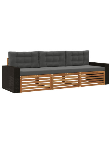 Set di divani da esterno 3 pcs Naturale e Antracite Poliestere
