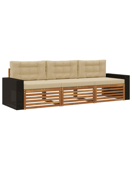 Set di divani da esterno 3 pcs Naturale e Beige Poliestere