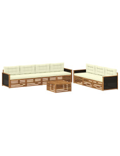 Set di divani da esterno 8 pcs Naturale e Crema 79 x 79 x 37 cm