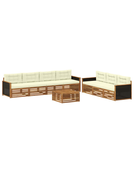 Set di divani da esterno 8 pcs Naturale e Crema 79 x 79 x 37 cm