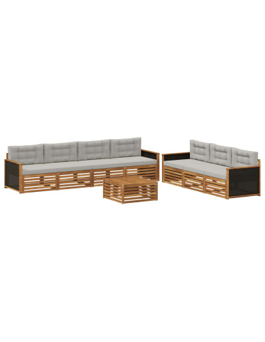 Set di divani da esterno 8 pcs Naturale e Grigio Chiaro