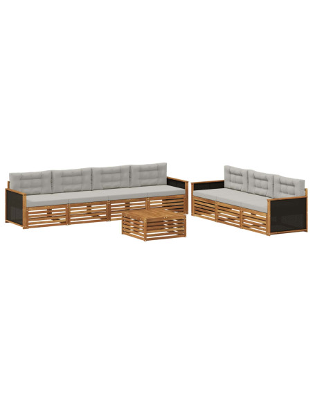 Set di divani da esterno 8 pcs Naturale e Grigio Chiaro