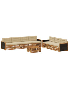 Set di divani da esterno 8 pcs Naturale e Beige 79 x 79 x 37 cm