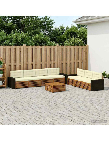 Set di divani da esterno 8 pcs Naturale e Crema 79 x 79 x 37 cm