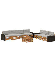 Set di divani da esterno 8 pcs Naturale e Grigio Chiaro