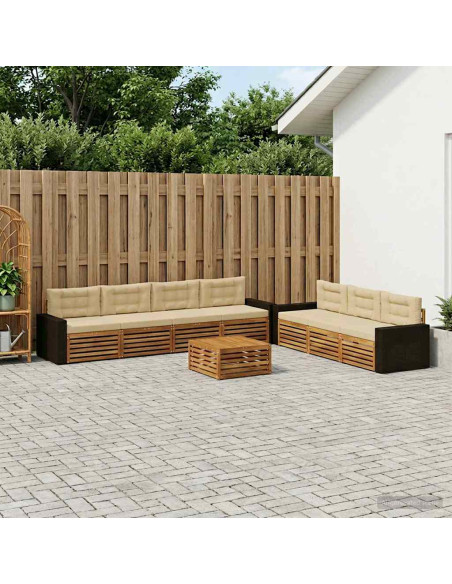 Set di divani da esterno 8 pcs Naturale e Beige 79 x 79 x 37 cm