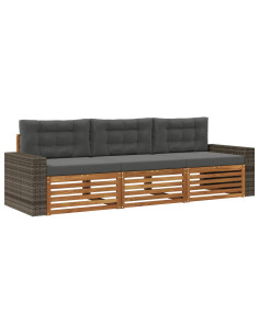 Set di divani da esterno 3 pcs Naturale e Antracite Poliestere 2