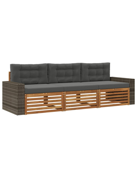 Set di divani da esterno 3 pcs Naturale e Antracite Poliestere