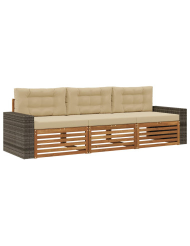 Set di divani da esterno 3 pcs Naturale e Beige Poliestere
