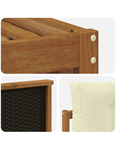 Set di divani da esterno 8 pcs Naturale e Crema 79 x 79 x 37 cm
