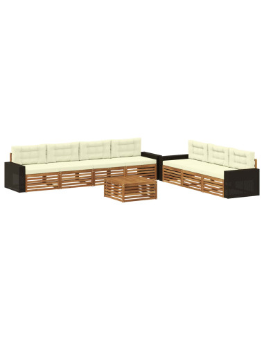 Set di divani da esterno 8 pcs Naturale e Crema 79 x 79 x 37 cm
